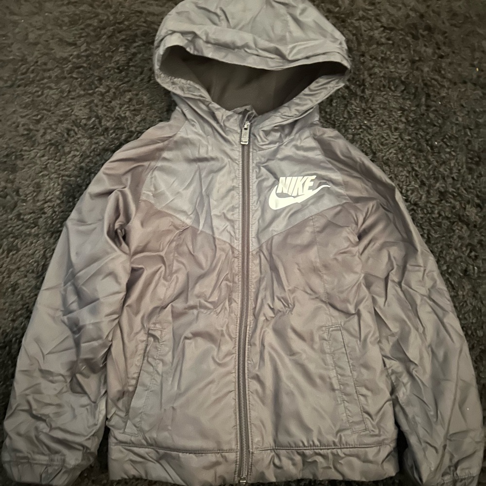 Nike Kids Dark Grey/Black Hooded Fleece Lined Jacket